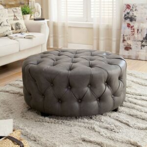 Latoya Round Ottoman CM-AC6289GY By Furniture of America