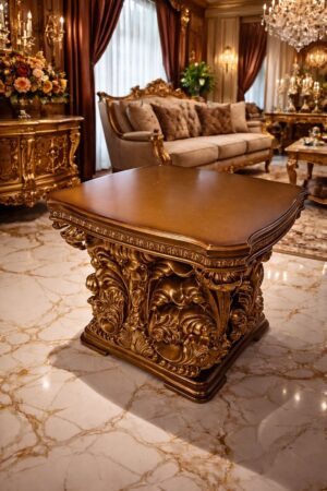 Met Ant Gold & Perfect Brown End Table HD-8018 By Homey Design