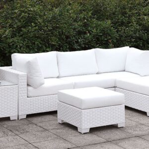 Somani SMALL L-Sectional W/ RIGHT Chaise + Ottoman CM-OS2128WH-SET14 By Furniture of America