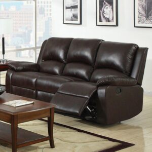 Oxford Brown Leather Reclining Sofa CM6555-S by Furniture of America