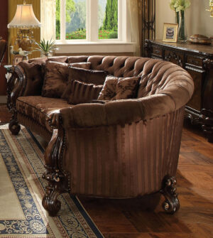 Brown Velvet Versailles Sofa With 5 Pillows