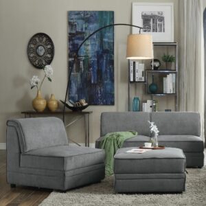 Gray Velvet Modular - Armless Chair