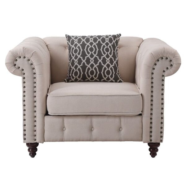 Beige Linen Aurelia Chair W/Pillow 52422 by ACME - Image 2