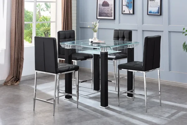 JD100BAR Glass Square Table Top Set 4 Chairs by Artisan furniture - Image 3