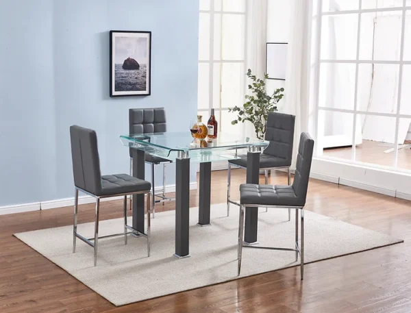JD100BAR Glass Square Table Top Set 4 Chairs by Artisan furniture - Image 2