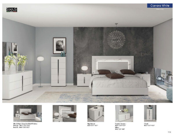 Carrara White Bedroom Set w/Light By ESF Furniture - Image 2