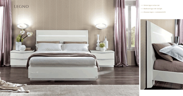 Onda LEGNO White Bed with Led Lights By ESF Furniture - Image 2