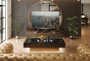 black and white living room