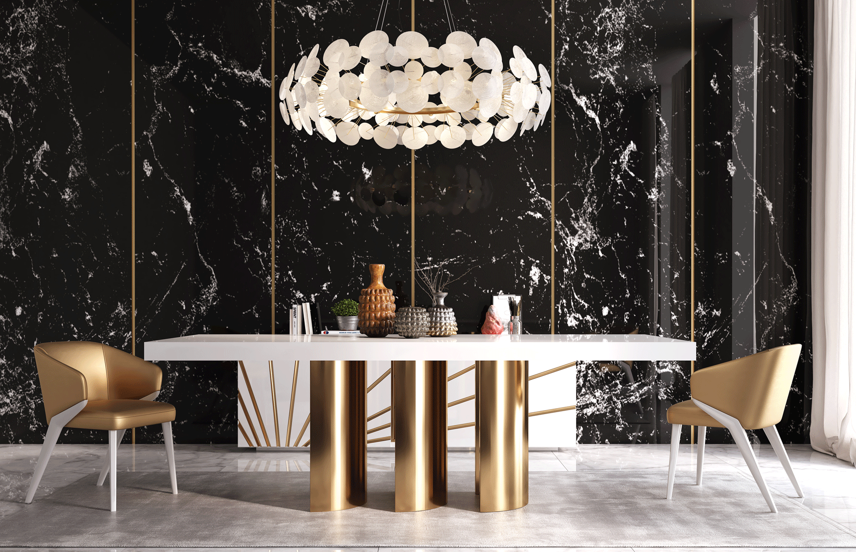 Oro White Dining room Set By ESF Furniture