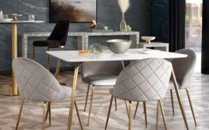 Chance Table/ desk Brushed Gold Faux Marble By Diamond Sofa | Mobilia Cleopatra
