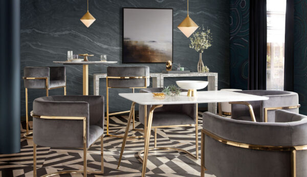 Chance Table/ desk Brushed Gold Faux Marble By Diamond Sofa - Image 3