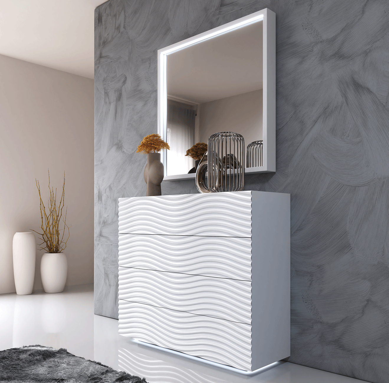 Wave Single Dresser White