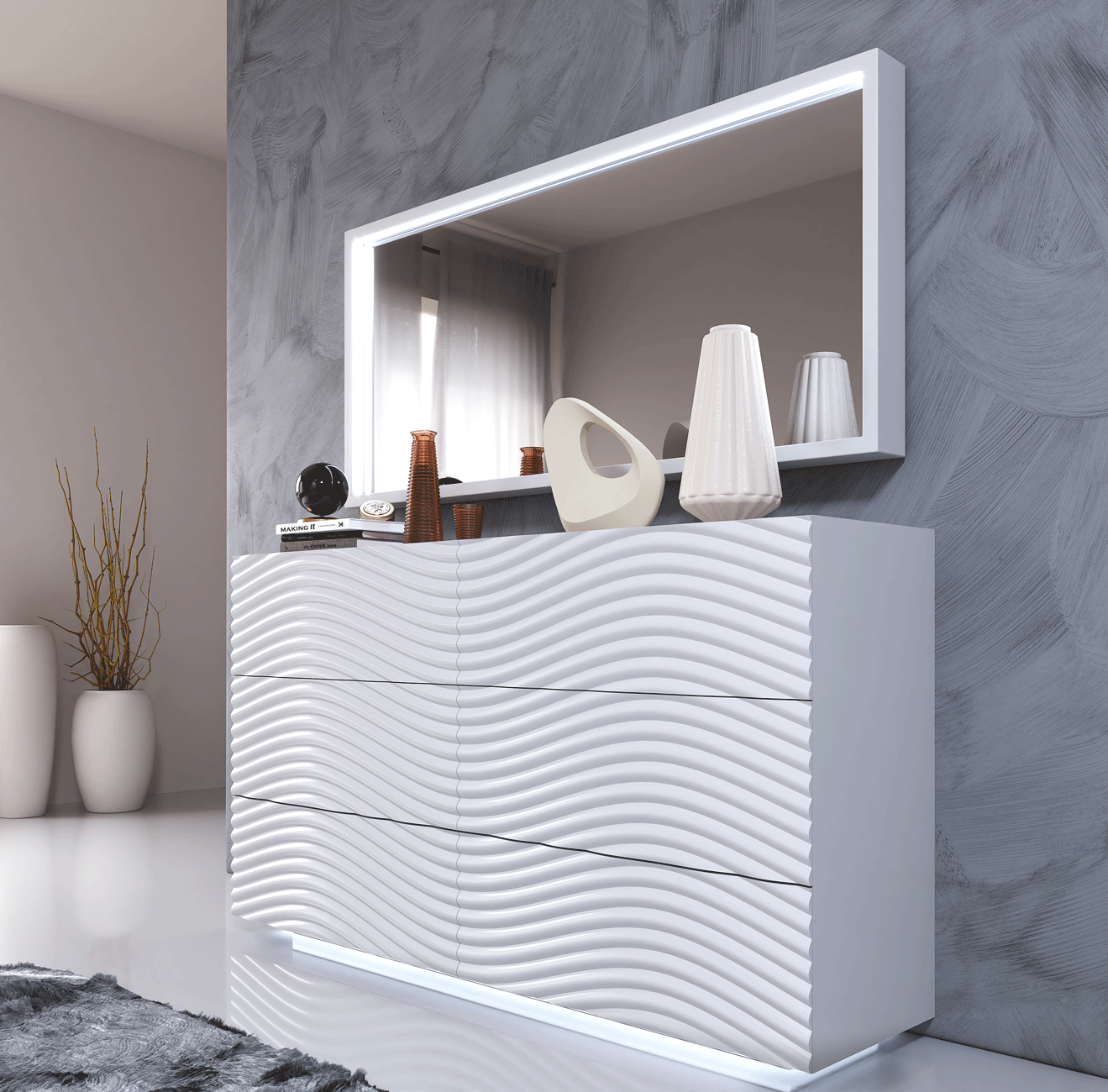 Wave Double Dresser White