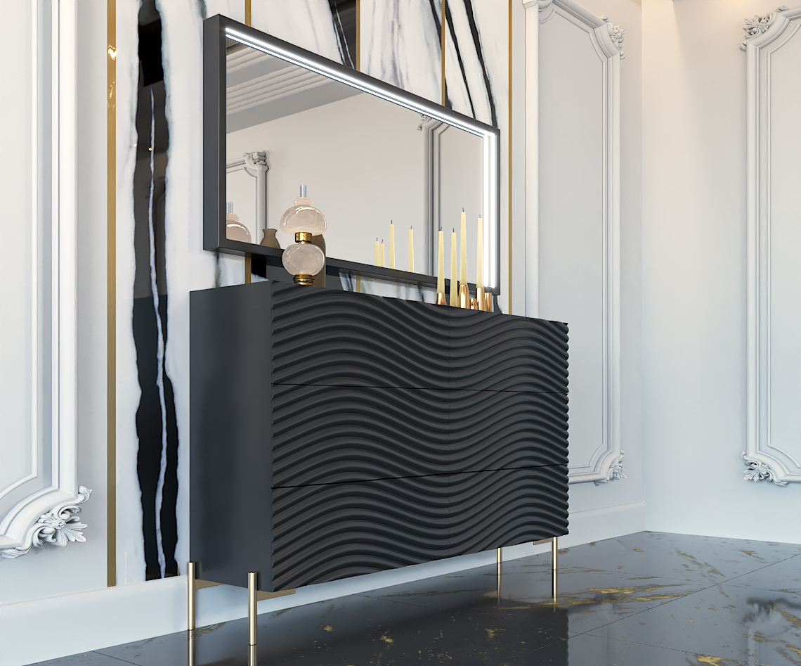 Wave Double Dresser Dark Grey