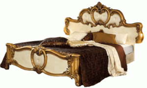 Barocco Ivory/Gold QS Bed **frame not included**