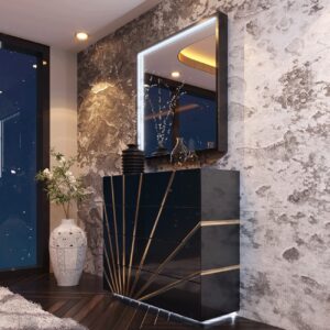 Oro Black Single dresser 4 drawers w/light