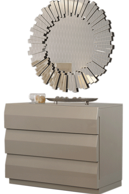 C-152 Dresser Wooden with 3 drawers Color: Champagne high gloss