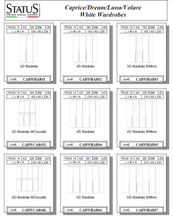 White Status Caprice Bedroom Set Additional Items p6409 By ESF Furniture - Image 7