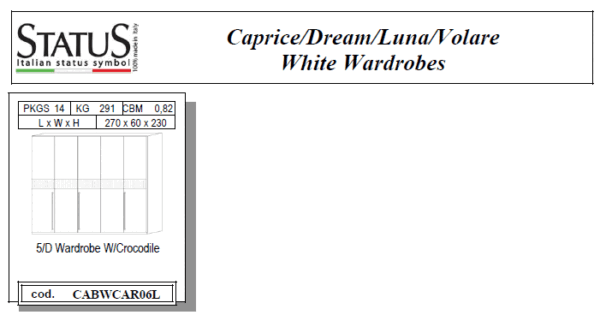 White Status Caprice Bedroom Set Additional Items p6409 By ESF Furniture - Image 8