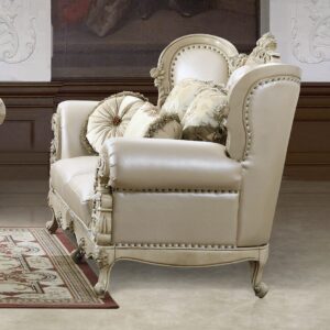 White Leather Loveseat HD-32