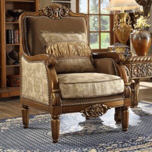 Golden Beige Traditional Victorian Armchair HD-610 By Homey Design