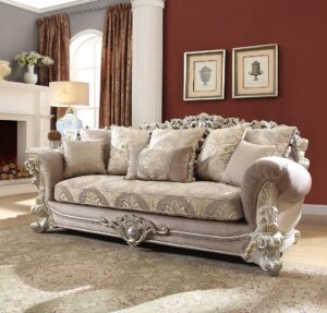 Metallic Silver Finish Traditional European Style Sofa​ by Homey Design HD-372