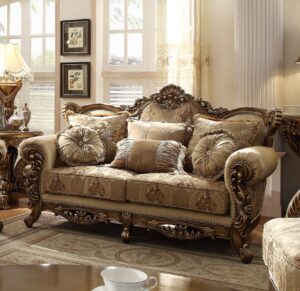 Met Ant Gold & Perfect Brown Luxury Loveseat HD-506 By Homey Design