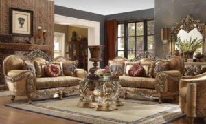 Light Maple 3PC Antique Style Sofa Set HD-622 By Homey Design