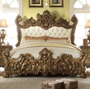 brown leather bed HD-8008