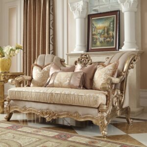 Beige Fabric Loveseat