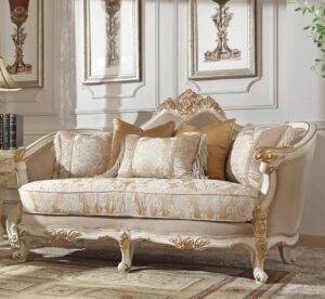 White Upholstered Loveseat HD-2669