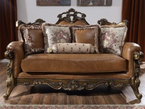 Leather Brown Loveseat HD-555