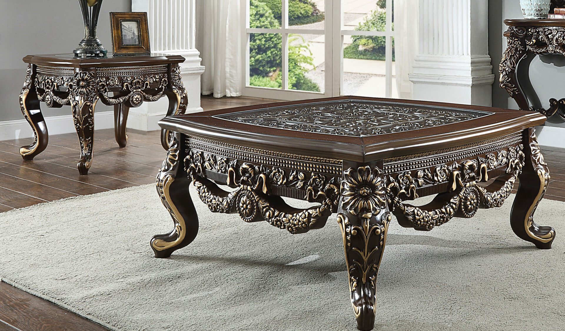Homey Design HD-905 C metallic antique gold 3-piece coffee table set