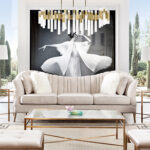 Gold Base Ava Sand Linen Sofa By Diamond Sofa