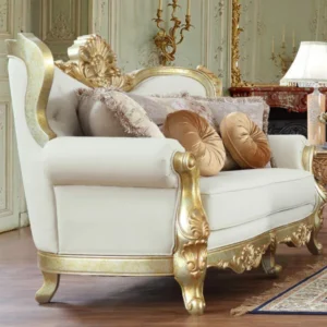 Gold Leather Loveseat HD-93630