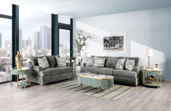 Gray LEYTONSTONE LOVESEAT SM1208-LV by Furniture of America. - Image 2