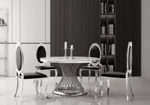 RDT330 White Marble Round Dining Table