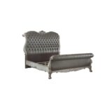 Dresden Bed With Rolled Leatherette Headboard and Footboard by ACME - Image 3