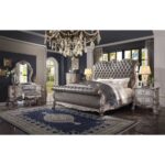 Dresden Bed With Rolled Leatherette Headboard and Footboard by ACME - Image 8