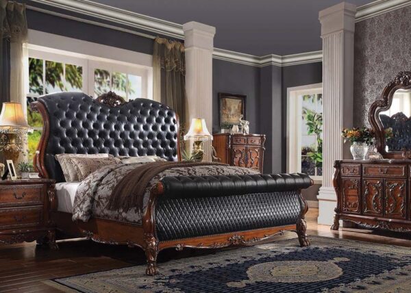 Dresden Bed With Rolled Leatherette Headboard and Footboard by ACME - Image 12