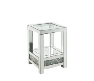 Noralie End Table in Mirrored & Faux Diamonds by ACME