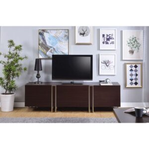 Dark Walnut & Nickel Finish Cattoes TV Stand 91795 by ACME