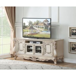 Golden Ivory Finish Gorsedd TV Stand 91443 by ACME