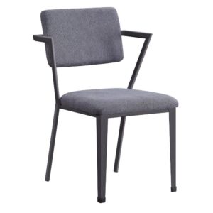 Gray Fabric &Gunmetal Cargo Dining Chair (2Pc) by ACME
