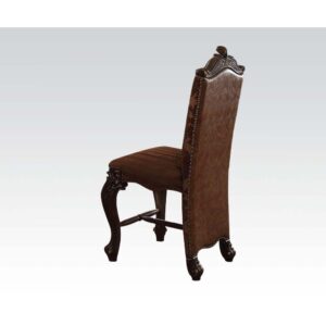 Two Tone Light Brown Leather/Fabric Versailles Counter Height Chair 61157 by ACME