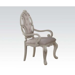Fabric & Antique White Finish Ragenardus Chair (2Pc) 61283 by ACME