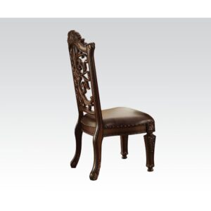 Brown Leather & Cherry Finish Vendome Side Chair 60003 by ACME