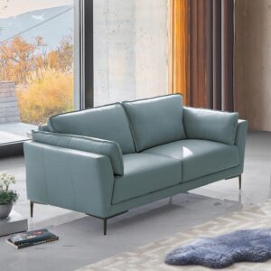 Saga Green Leather Mesut Loveseat