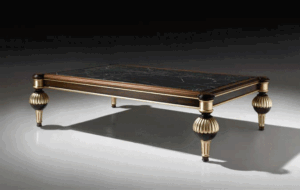 Benet Coffee Table Finish: Deco Walnut / Gold on Wood; Top: Black Marquina Marble