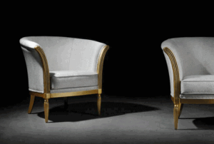 Ralph Armchair on Wood, Anticuary Gold; Upholstery: Dalia Marfil F2700